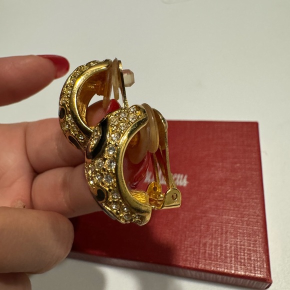 Christian Dior Gold and Black Swirl Earrings - Picture 2 of 4